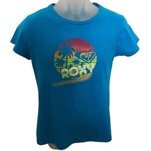 ROXY Sunset & Palm Trees Tee Shirt XL Skinny Fit